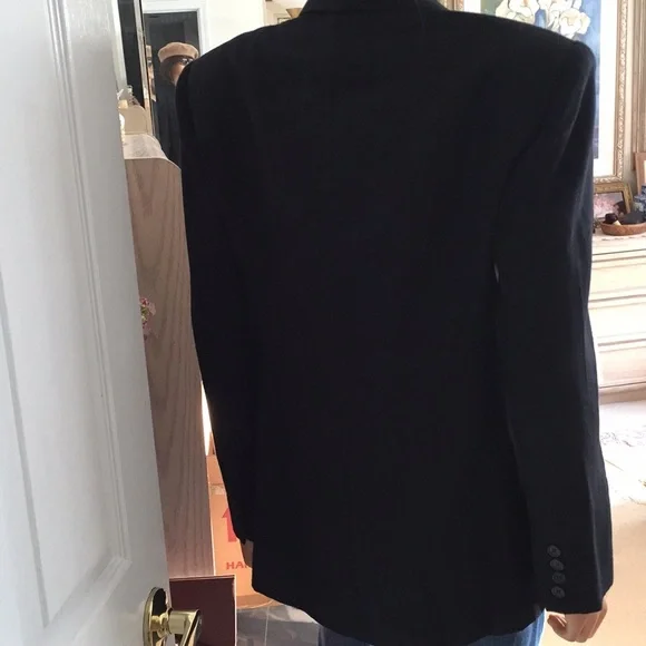 Ralph Lauren wool charcoal gray pinstriped blazer